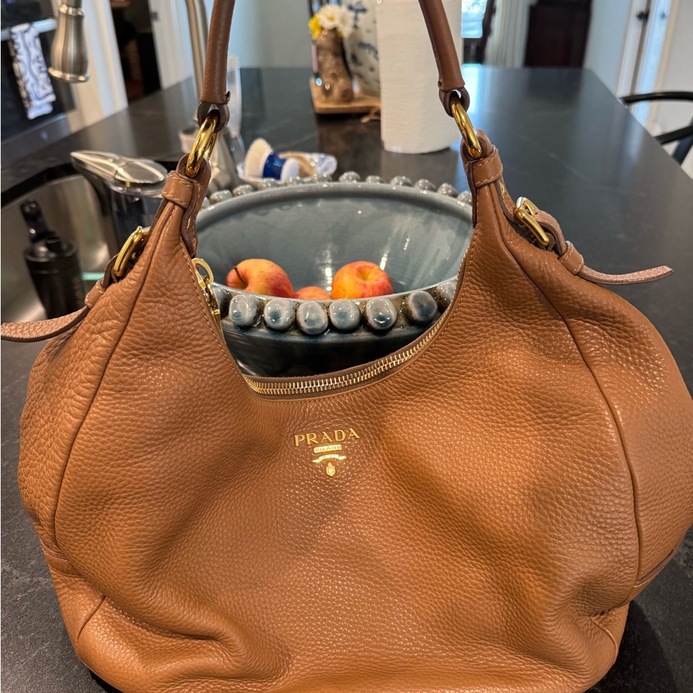 Prada Tan Leather Hobo Bag